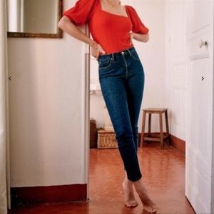 Sezane 1967 The Brut Sexy High Rise Slim Straight Denim Jeans